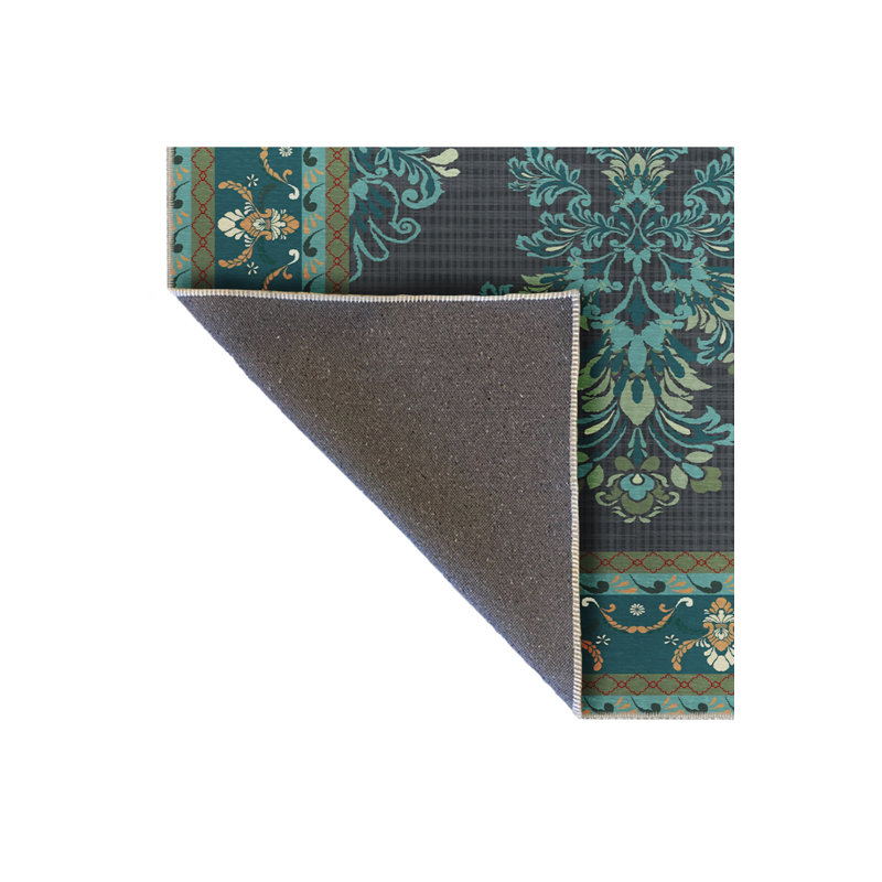 Tapis bleu tissé lavable rétro Mosso, 6 pi 7 po x 9 pi 10 po
