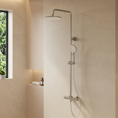 EVERSTEIN Exposed Thermostatic Shower System with Rain Shower, Chrome