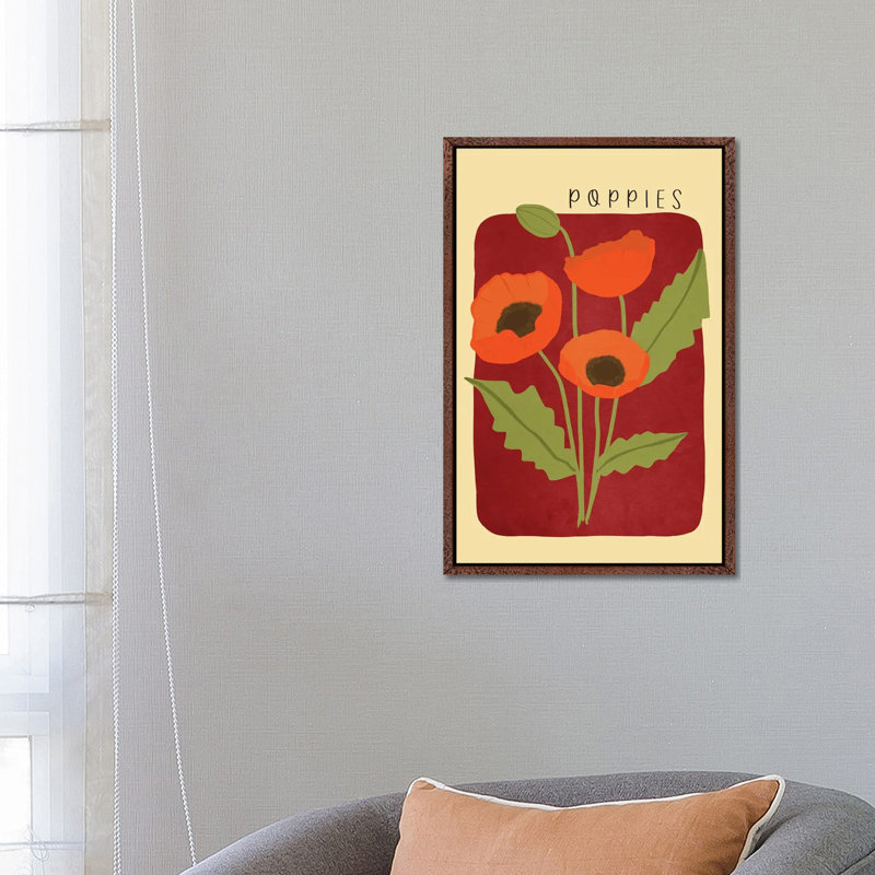 Poppies 1 Piece Wall Art on Canvas, 66.04 cm H x 45.72 cm W, Classic Wood Framed
