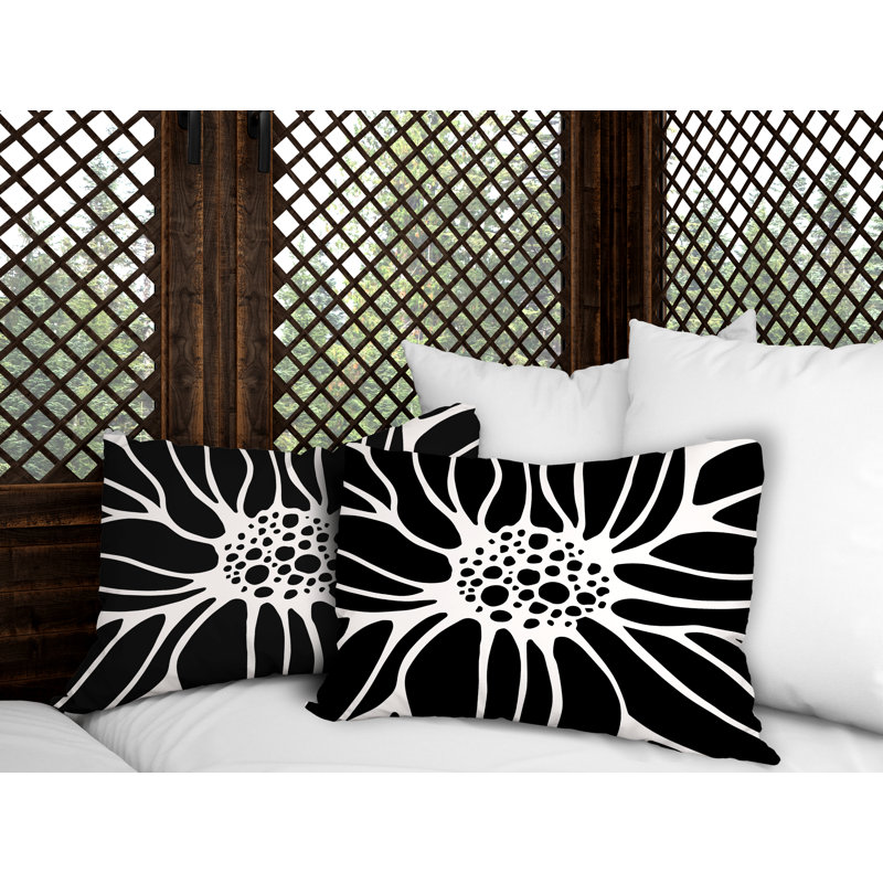 Polyester / Mélange de polyester Housse de coussin rectangulaire intérieure / extérieure lombaire et insert, Noir