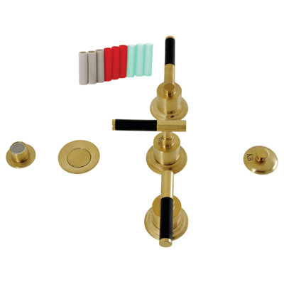 Kingston Brass Kaiser Three-Handle Vertical Spray Bidet Faucet with Brass Pop-Up