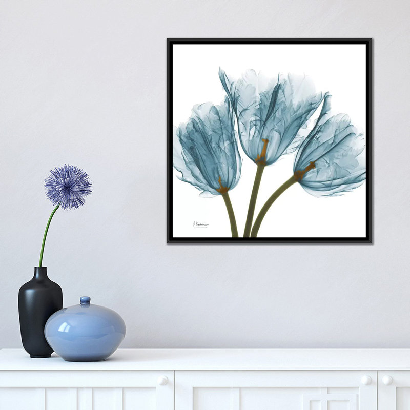 " Tulips " by Albert Koetsier, 18" H x 18" W x 1.5" D, Black Framed Canvas, No Mat