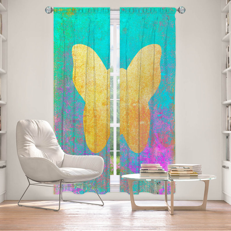 Panneau de rideau simple obscurcissant et isolant avec passe-tringle Aqua Butterfly, L 20 po x L 61 po