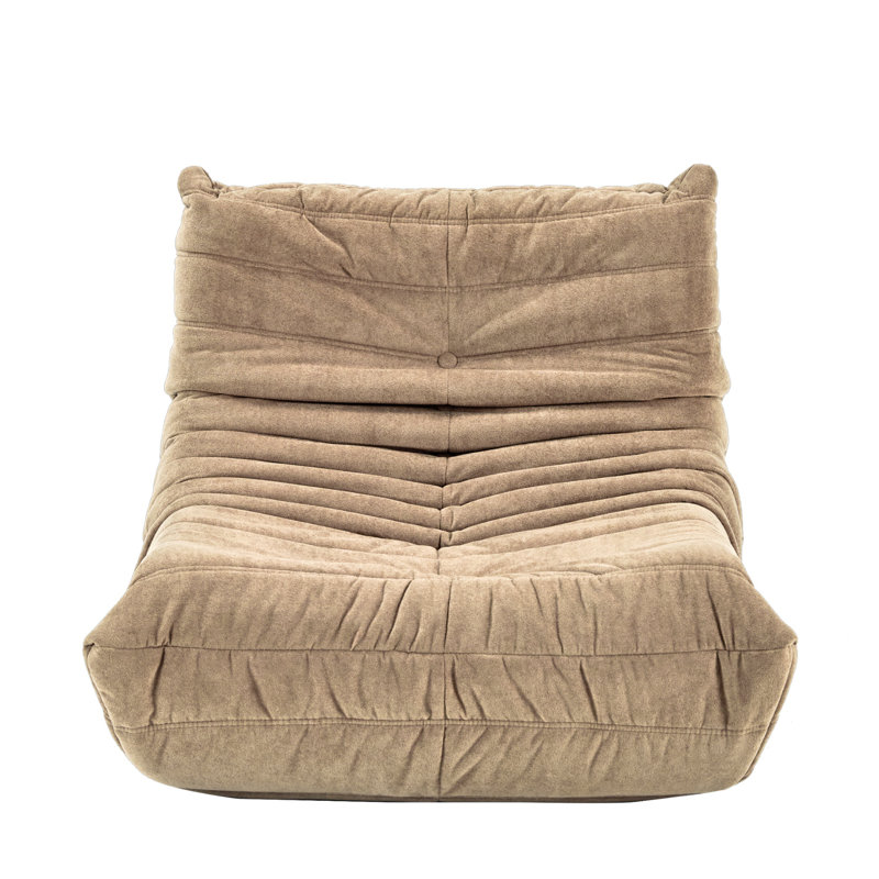 Bean bag Chair with button tufted back, Matte Brown Polyester Blend