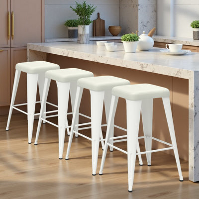 Upholstered Seat Counter Stools with Metal Frame 