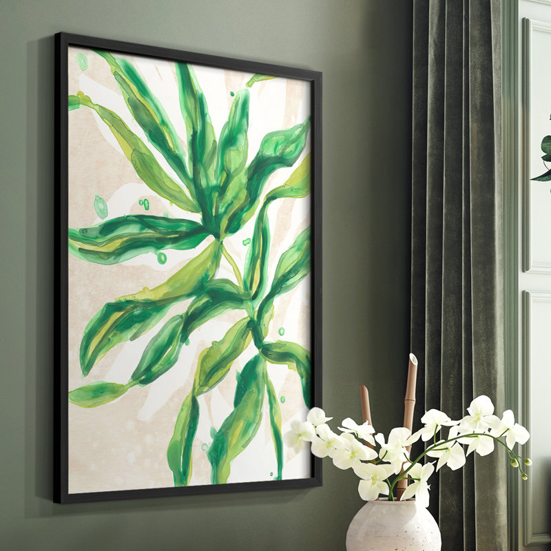 «Parchment Palms II», reproduction encadrée - bois massif, Noir, H 28 po x l 22 po