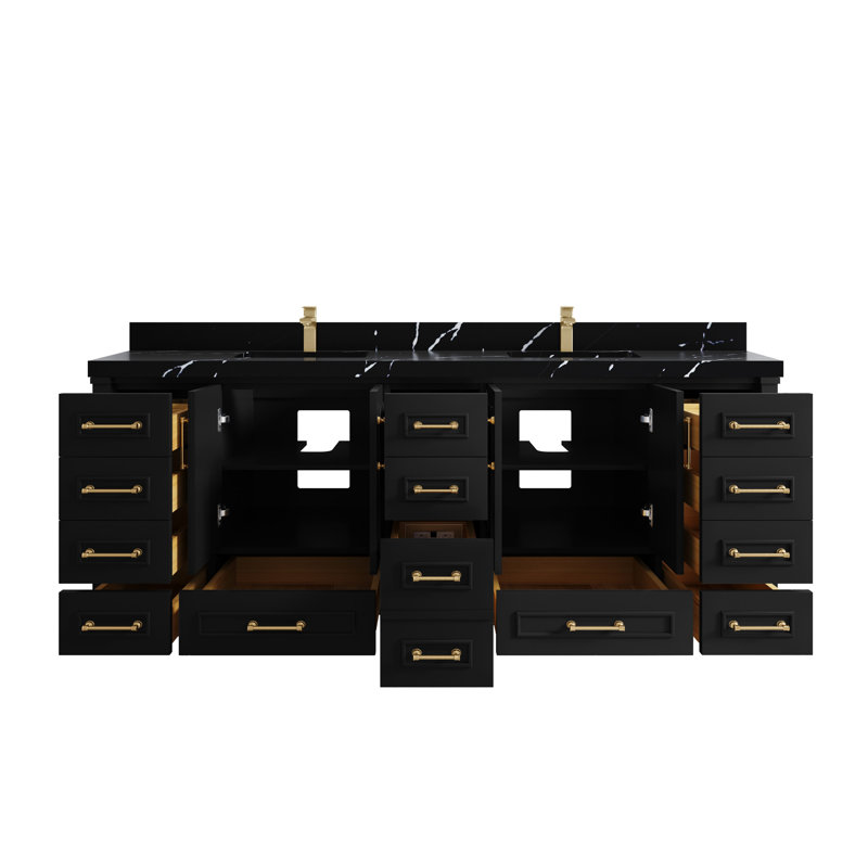 Aberdeen Bathroom Vanity, Calacatta Black, Black