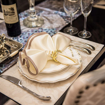 Set of 20 Leaf Napkin Rings Metal Gold Napkin Holder