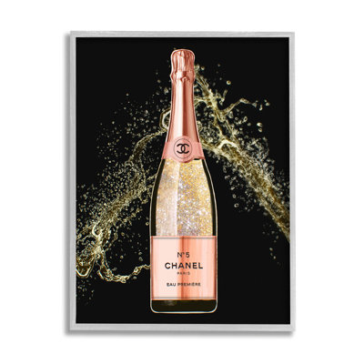«Glam Fashion Champagne Bottle Splash», art mural texturé giclée par Ziwei Li_aq-532