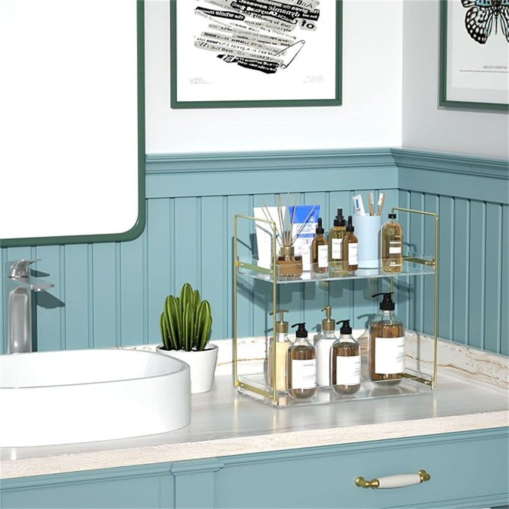 Lotion Racks Mercer41 Bathroom Countertop Organizer, 2 Tier Acrylic Tray Vanity ...