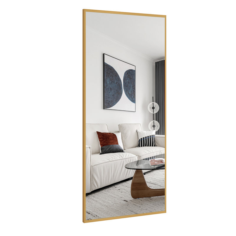 Talma Wood Flat Mirror, 47" H x 21" W, Gold