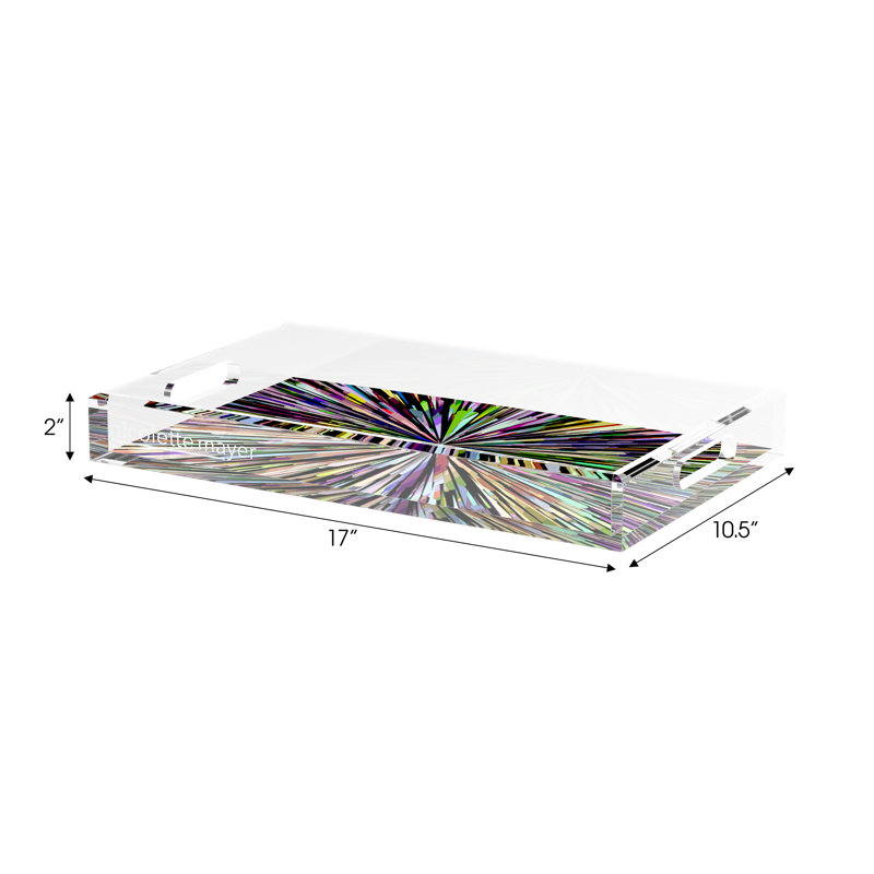 Fireworks Acrylic Rectangle Decorative Tray, Black, 2" H x 17" W x 10.5" D