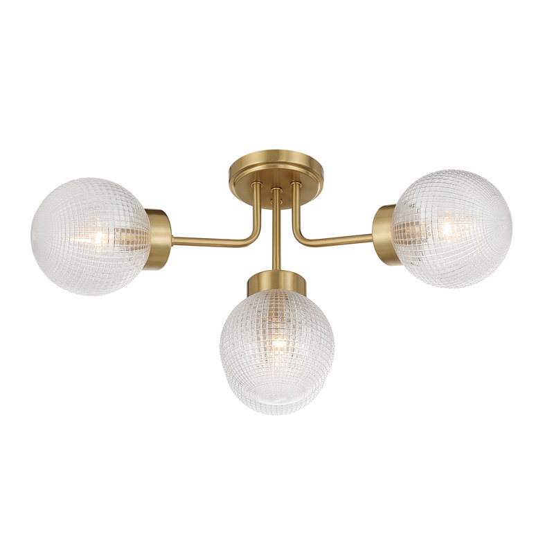 4-Light Semi-Flush in Warm Brass, Warm Brass
