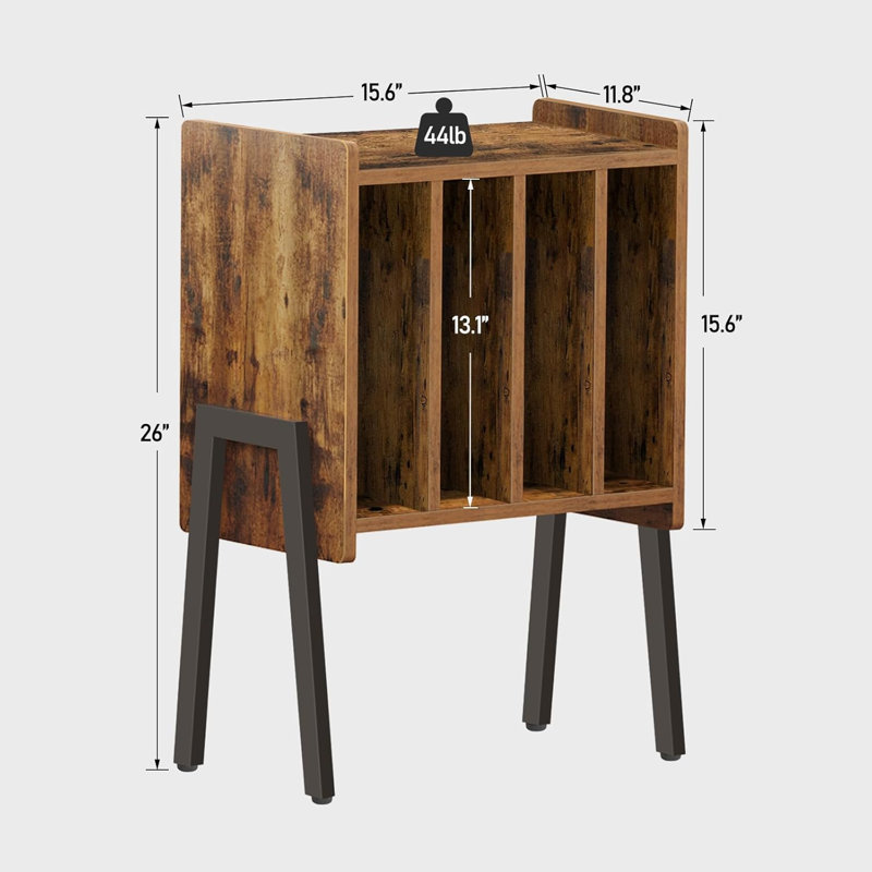 Support pour tourne-disque, table de rangement pour disques, table de bout avec support de présentation en vinyle, table d'appoint, support de table tournante, table de chevet