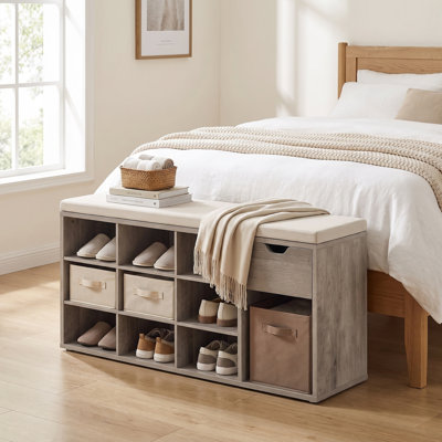 Banc de rangement pour 10 paires de chaussures avec tiroir