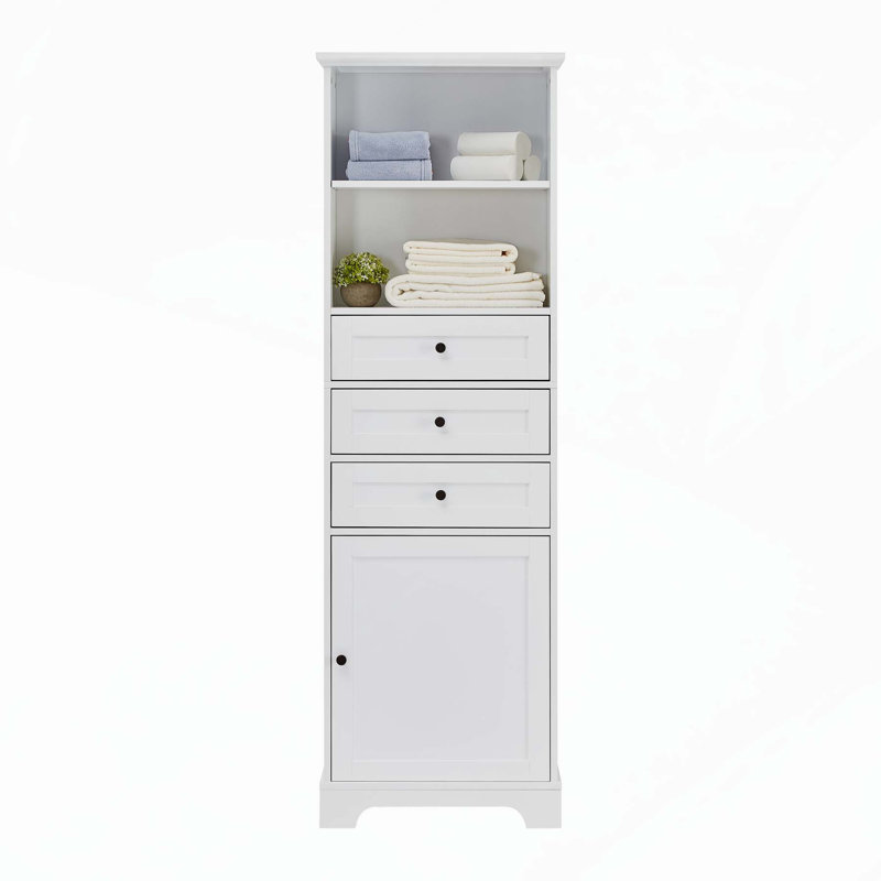 Versatile Tall Storage Cabinet with Multiple Compartments for Various Rooms, White