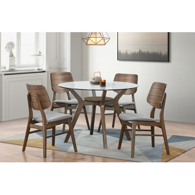 Lyan 5-Piece Wood Round Dining Table Set with Chairs