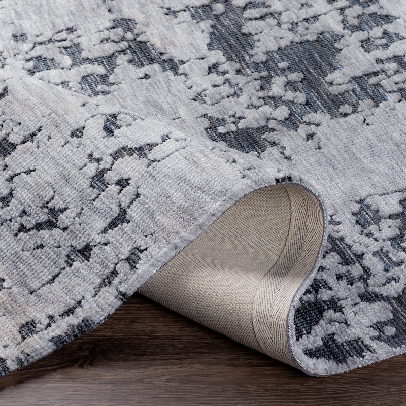 Abstract Handwoven Gray Area Rug, Rectangle 2' x 3'