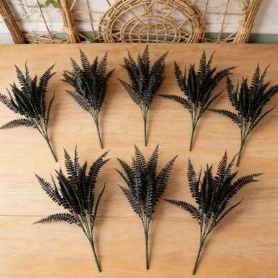 8 Pcs Artificial Ferns Outdoor UV Resistant - Lifelike Boston Fake Plants for Garden Decor, 14 Inch Long Faux Fern Stems for Hanging Baskets, Window Boxes, Porch Greenery, Indoor Bookshelf - No Maintenance
