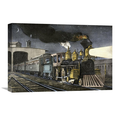 'Night Express: The Start' by Currier and Ives Painting Print on Wrapped Canvas