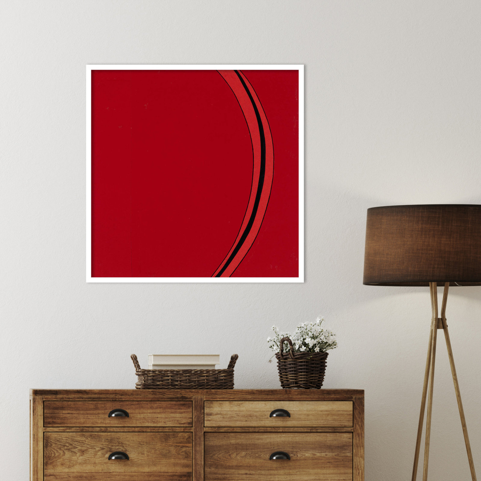 Segment Print by Alex Dunn, White, 33" H x 33" W