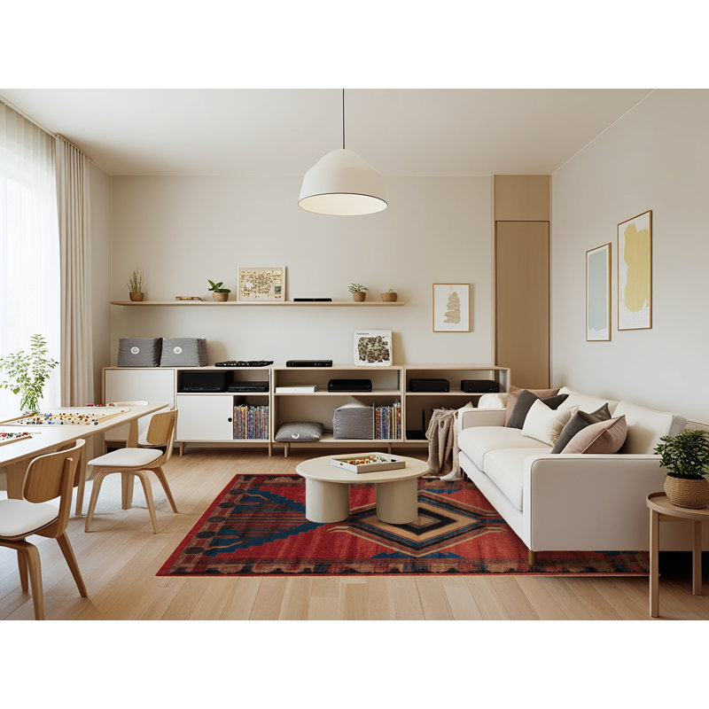 Tapis art déco brun lavable à la machine, Rectangle 7 pi x 9 pi