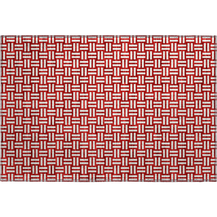 Premium Machine Washable Prisco Red Rug