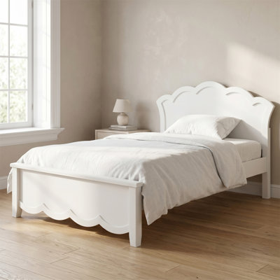 Twin-size White Platform Bed With Headboard, Featuring A High-quality Solid Wood Frame That Is Durable And Offers High Weight Capacity