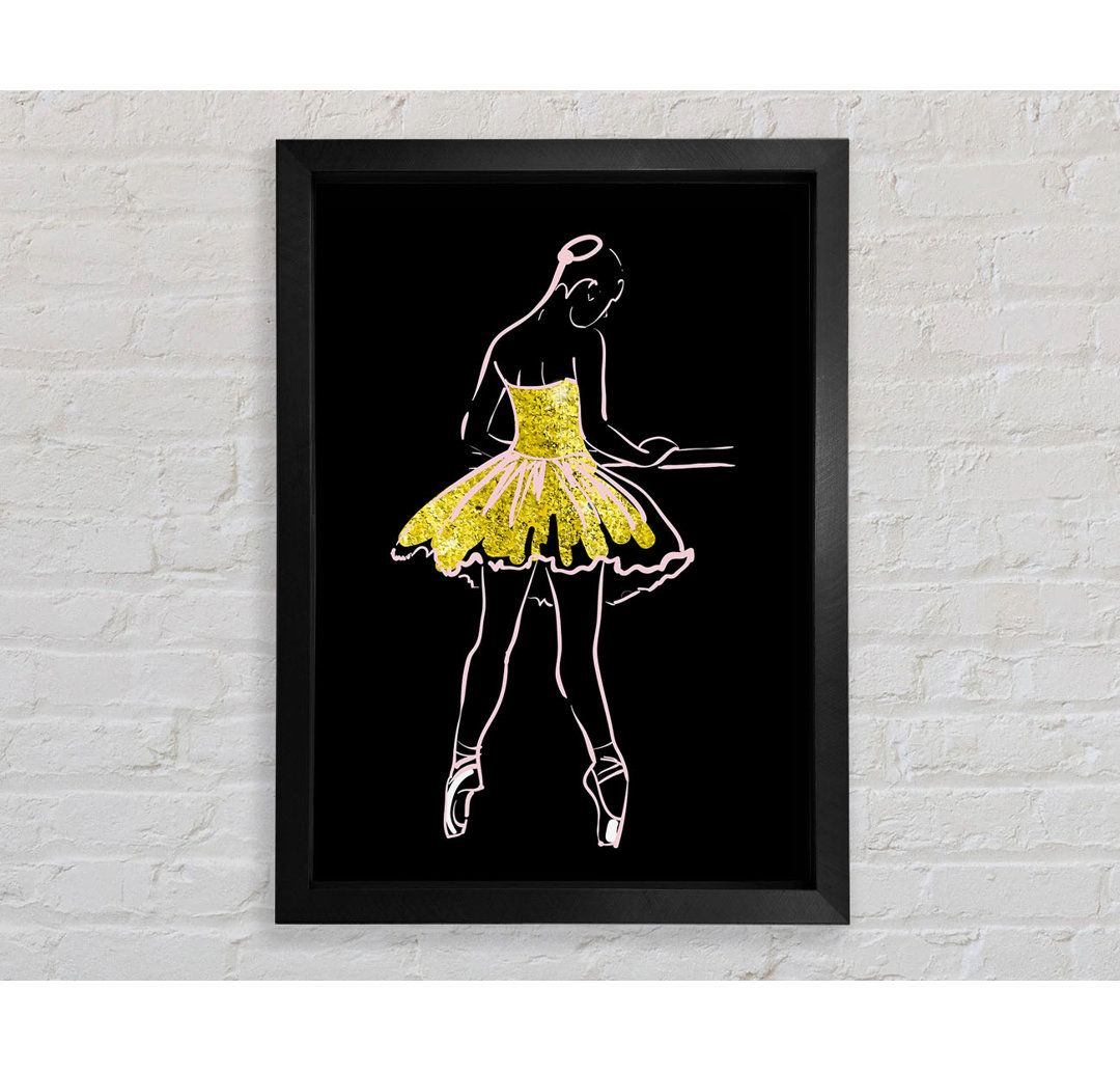 Golden Pink Ballerina 5 Gerahmter Druck