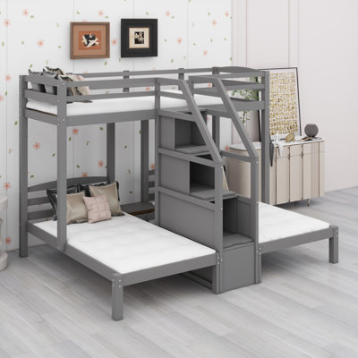 Bunk Bed With Built-In Staircase And Storage Drawer