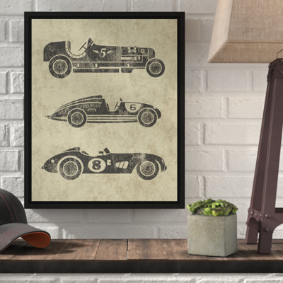 «Vintage Race Cars», cadre flottant sur des publicités sur toile
