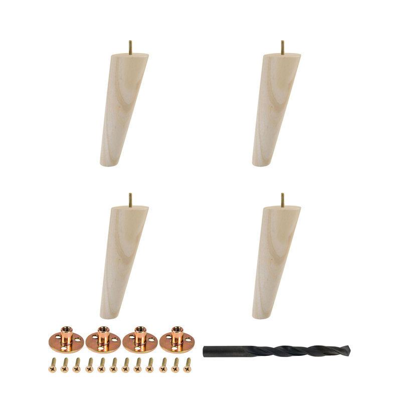 Base de pattes de meuble non finies, paquet de 4, H 8 po x l 2,5 po x P 2,5 po