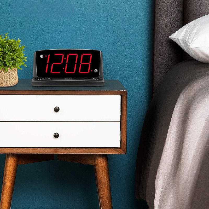 Digital Alarm Clock - Easy To Use - Large, Easy To See Numbers, Built-In Night Light, Bright Big Red Numbers