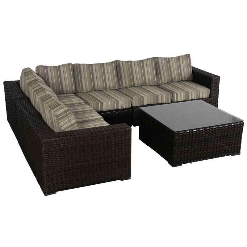 Ensemble de conversation modulaire en rotin 2 pièces avec coussins Sunbrella