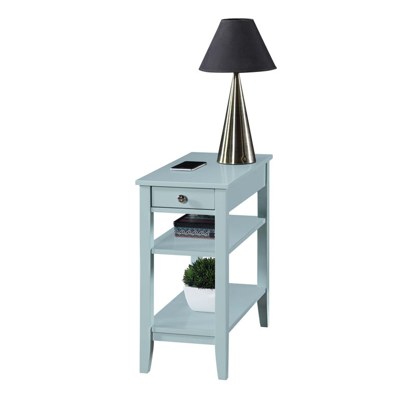 Carbin End Table with Drawer and Shelves, Seafoam