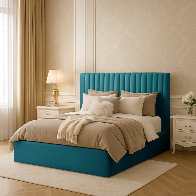 Maletha Upholstered Ottoman Storage Bed, Double (4'6), Mallard