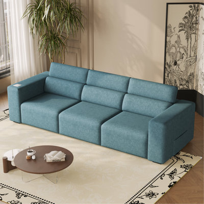 Power Reclining Sofa, Electric 3-Seat Recliner Sofa Modular Recliner Couch With Bluetooth Stereo, Wireless Charging, Side Pocket, Power Recliner Couch For Living Room, Home Theater, Apartment