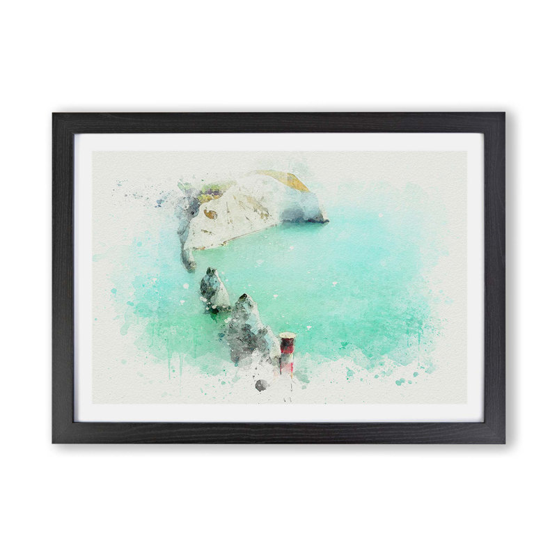 The Needles Isle Of Wight - Single Picture Frame Painting, 62cm H x 87cm W x 2cm D, Black