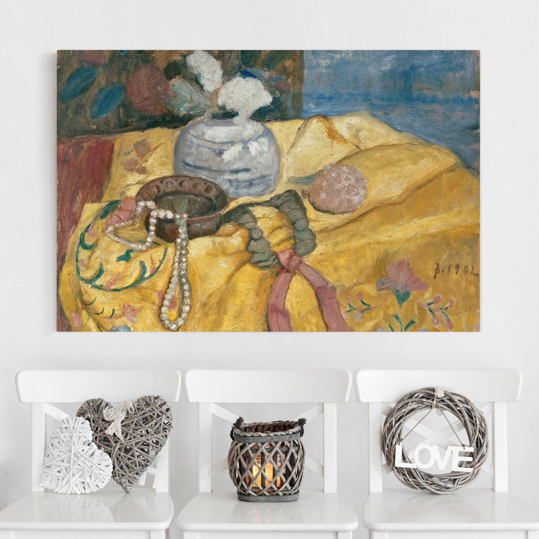 Leinwandbild Still Life with Pearls and Vase von Paula Modersohn-Becker