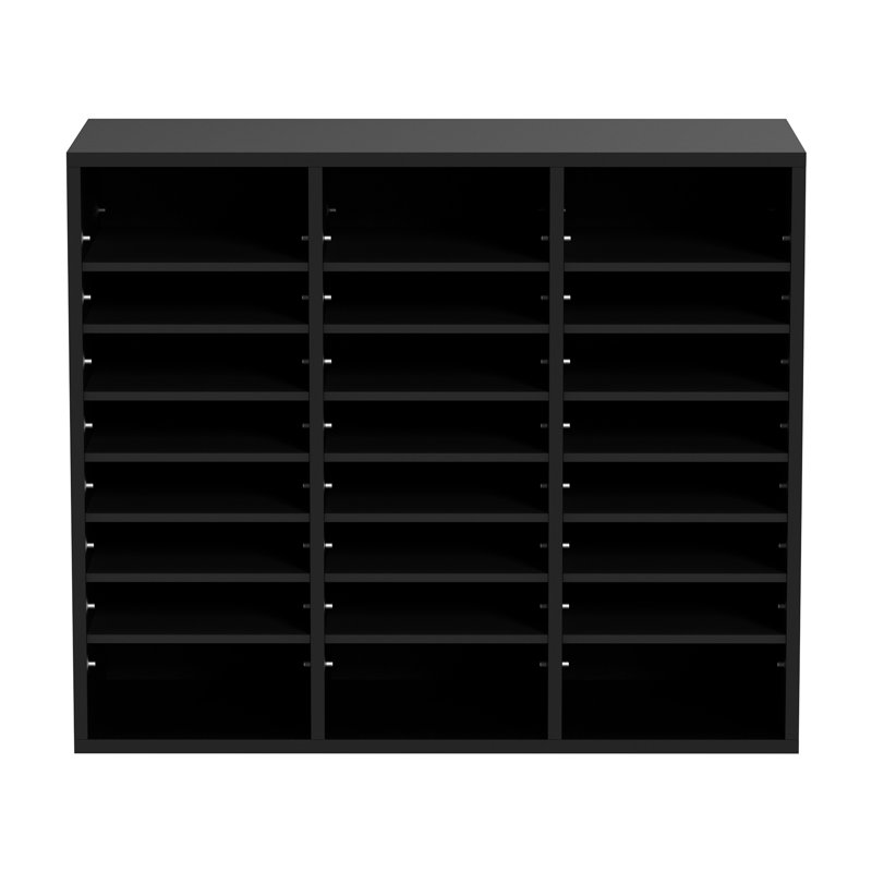 Organisateur de livres en bois noir avec 24 compartiments, trieur de courrier amovible pour le bureau et la maison VEVOR
