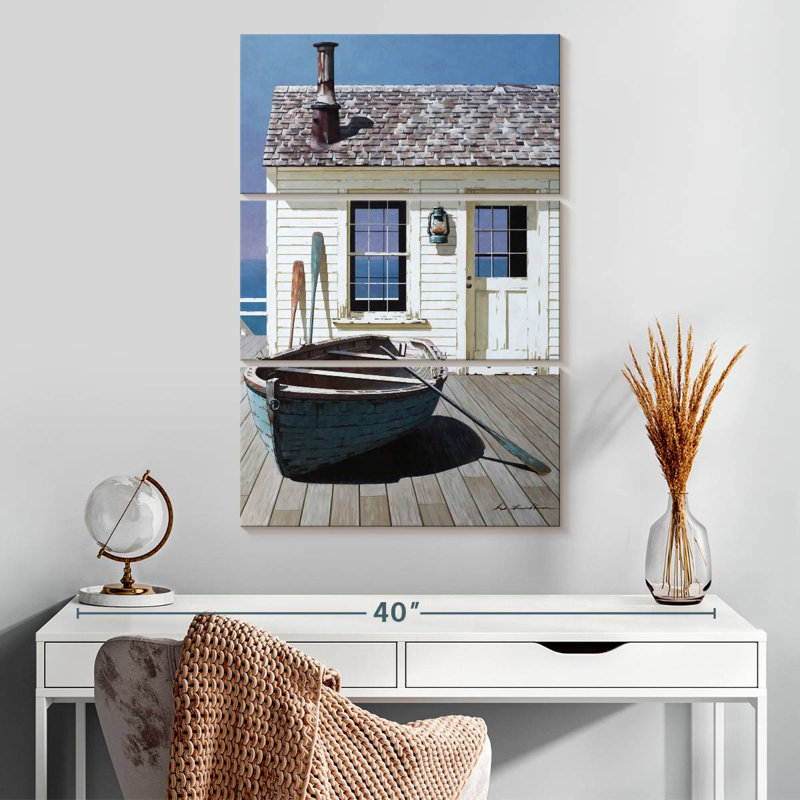 Mehar Blue Boat On Deck, 32" H x 20" W