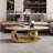 51" Luxurious Oval Coffee Table with Gold Base and Sintered Stone Top