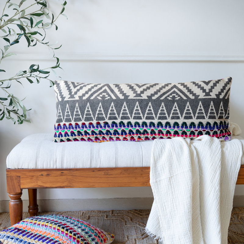 Boho Geometric Chevron Textured Cotton Blend Throw Pillow Cover, Pillow Cover Only - No Insert, 14'' H X 36'' W