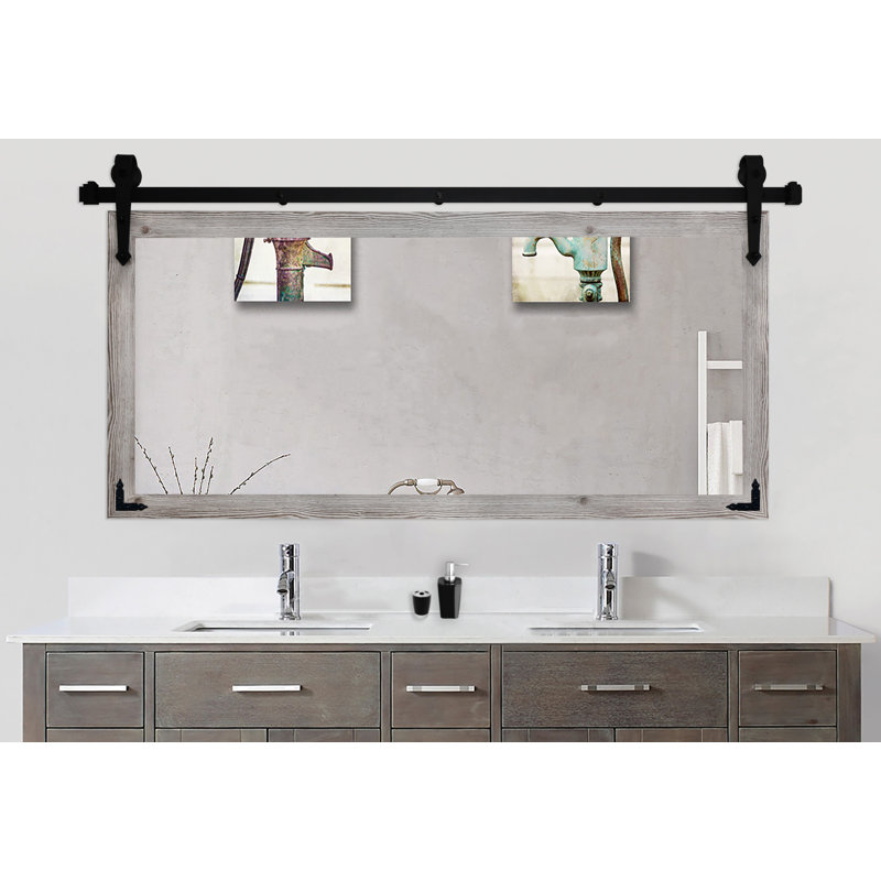 Neace Engineered Wood Rectangle Mirror, 30.5" H x 60" W, White Washed