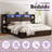 Shila 45.3" Platform Bed Frame with 4 Metal Drawers Storage, LED Bookcase Headboard & 2 Side Shelves, King Size, Brown-1128658722-1128658720