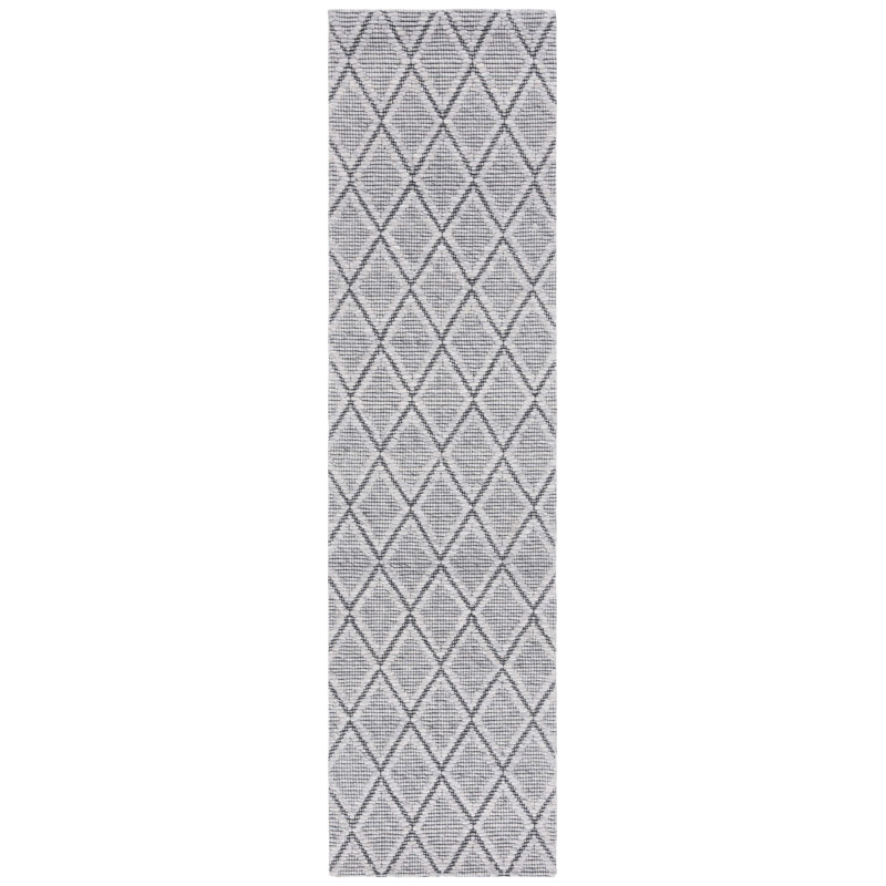 Tapis géométrique en laine et en coton tissé à la main avec latex Marbella, Tapis de couloir 2 pi 3 po x 9 pi