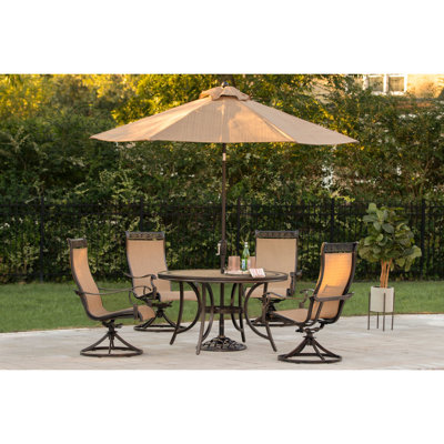 Alejando 5 Piece Dining Set with Umbrella