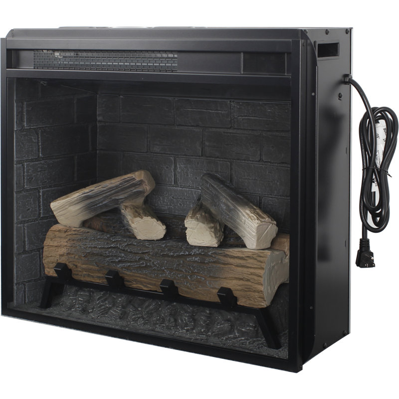 23" Infrared Electric Fireplace Insert with Log Set, Realistic Flame & Remote Timer