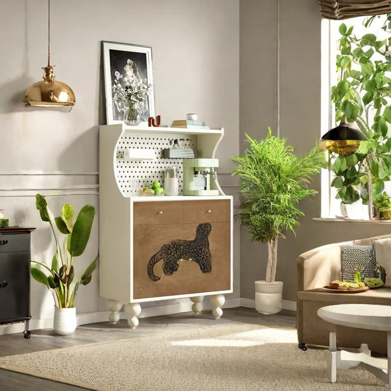 Armoire d'appoint multifonctionnelle à grande capacité, Ivoire blanc