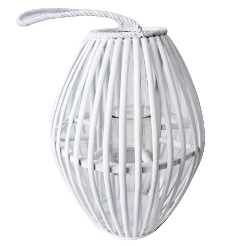 Glass Tabletop Lantern, White